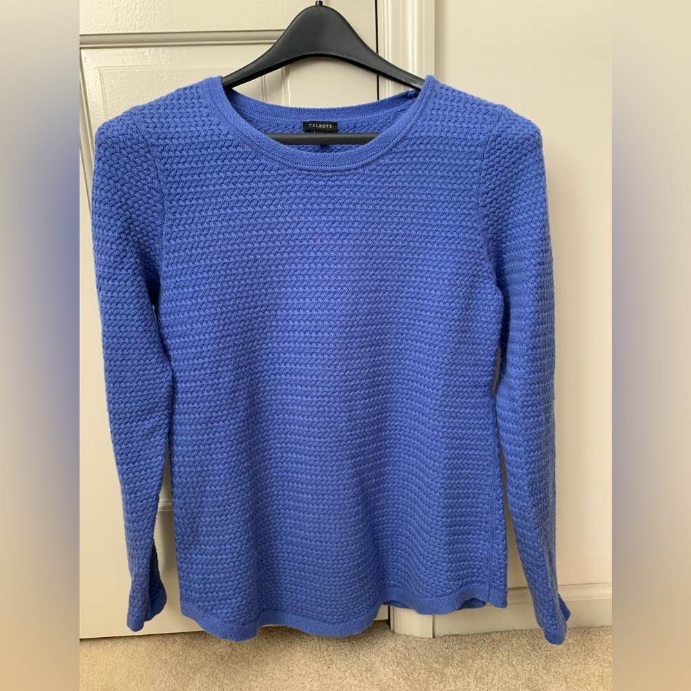 Talbots Textured Knit Sweater in Vibrant Blue